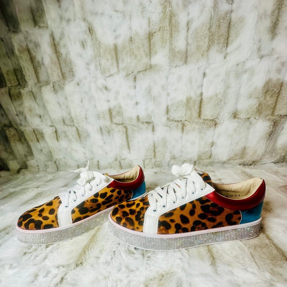 * Pazzle Rhinestone & Leopard Tennis Shoes - Picture 2 of 7